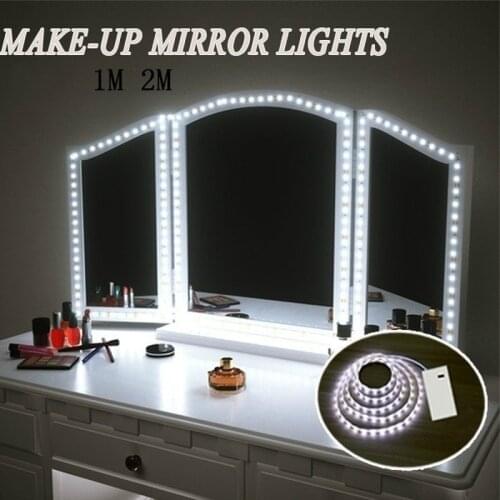 0.5M/1M/2M Led Vanity Mirror Lights Kit 30LEDs/M For Dressing Table Make Up Mirror Light SMD 2835 Battery LED Strip Decor White