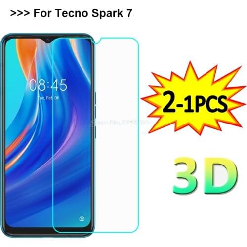2-1PC Tempered Glass Screen Protector For Tecno Spark 7 Pro Spark7P Pelicula 9H Protective Glass on Tecno Spark 5 Air Pro Vidrio