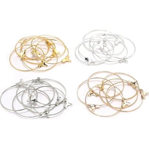 30pcs KC Gold Hoops Earrings Big Circle Ear Wire Hoops Earrings Wires Round Hanger Earring Hoop for DIY Jewelry Making Supplies