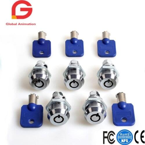 5pcs /lot Arcade Machine Parts Short Cash Door Tool Box Tubular Cam Locks + Same Number Keys For Arcade Game Machine