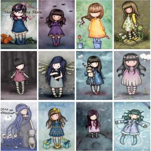 5D DIY Diamond Painting Cartoon Cute Girl Picture Full Square Round Drill Diamond Embroidery Cross Stitch Kit for Girl Handmade