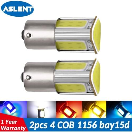 ASLENT 2x 1156 Ba15S P21W 1157 BAY15D P21/5W Wedge 4 cob Led Car Light White Brake Reversing Bulb Turn signal DRL Tail Lamp 12V
