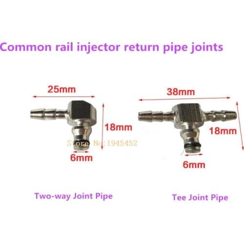 Free shipping!Common Rail Injector Return Oil Backflow Pipe Connector Iron Two way and Tee Joint Fitting for B-osch Injectors