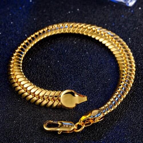 Bone Bracelet Simple Style Massive Fashion Jewelry Yellow Gold Filled Classic Mens Bracelet Solid Accessories 8.3" Long
