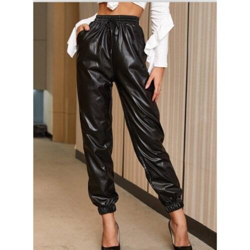 Spring Autumn Winter Soft PU Leather Pant Women Solid Color Pants Skinny Trousers Pencil Leather Leggings