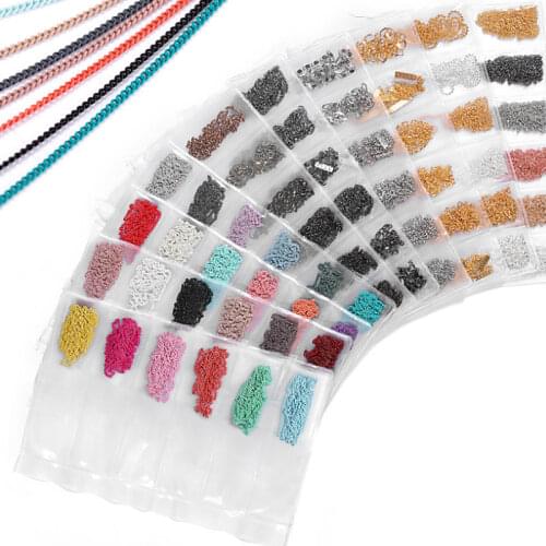 6 Grids 3DGold and Silver Nail Polish Steel Ball Chain Punk Style Colorful Stripe Chain DIY Fashion Nail Art Creative Decoration