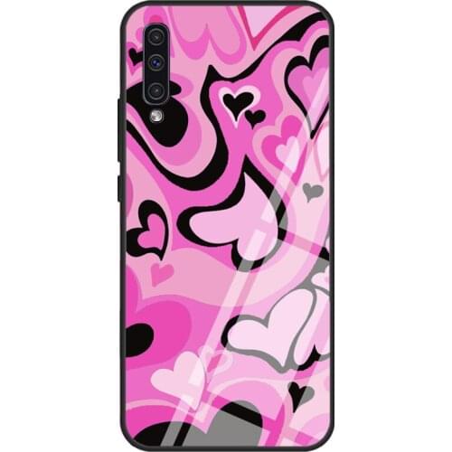 Pink loves Pattern For Samsung A21S A20e A10 A20 A30 A50 A70 A31 A51 A71 A12 A52 A72 A32 Tempered Glass Case