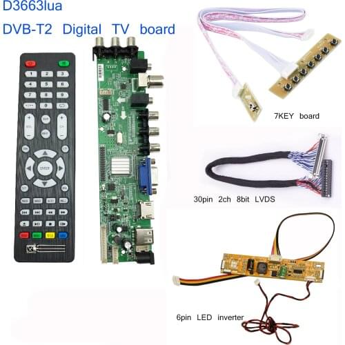 D3663lua lcd controller board VGA USB AV Universal LCD TV driver board full kit for M215HGE-L10 M185XW01 VD M215HW01 VB