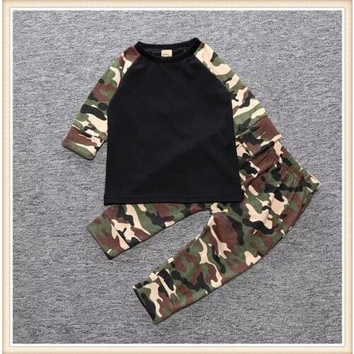 R&Z childrens suit 2019 spring and autumn new baby camouflage suit printing long-sleeved trousers casual two-piece suit