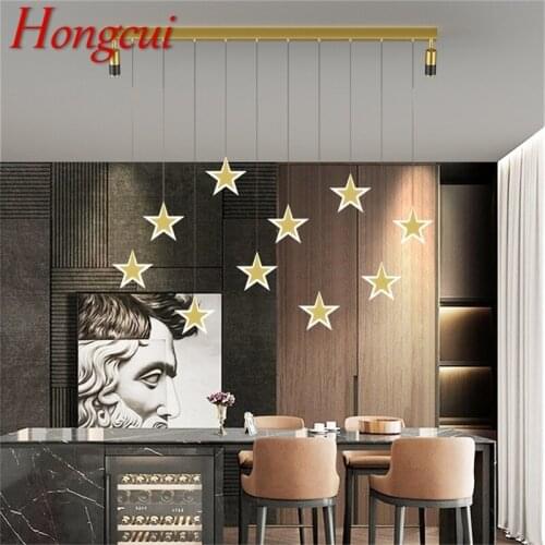 Hongcui Nordic Creative Pendant Light Modern LED Gold Stars Shape Lamps With Spotlight Fixtures for Home Dining Room