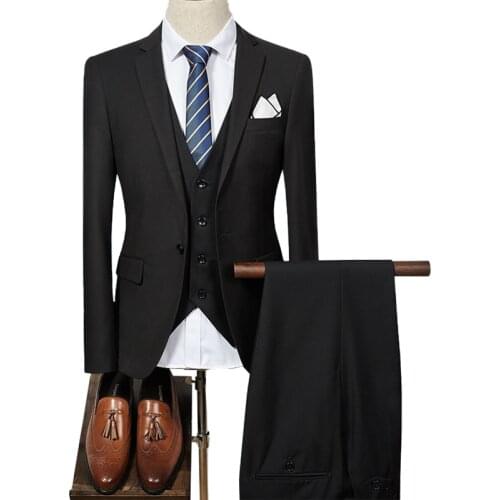 Jackets + Vest + Pants ) Groom Wedding Dress High-end Brand Fashion Solid Color Formal Suit Male Casual Business Suit Size 3XL