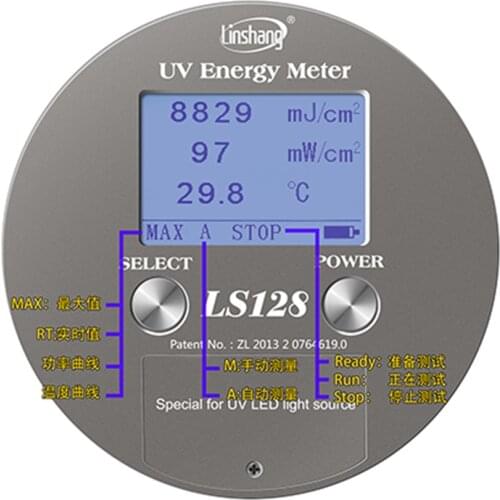 LS128 UV Energy Meter Operation Instruction V6 Measure Density Irradiance Large LCD High Precision