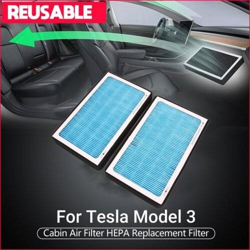 For Tesla Model 3 Y Air Filter Washable and Reusable HEPA Air Conditioner High Flow Air Cleaner, with Activated Carbon