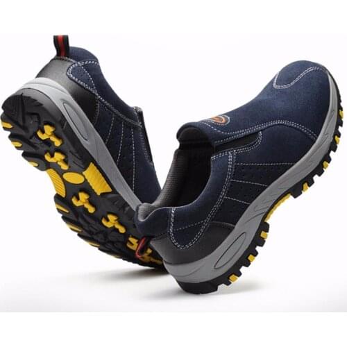 Steel Toe Safety Work Shoes Men 2019 Fashion Summer Breathable Slip On Casual Boots Mens Labor Insurance Puncture Proof RB203