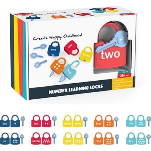 Montessori Locks Key Match Set Toys for Kids Early Education Numbers Color Cognitive Children Kindergarten Teaching Materials