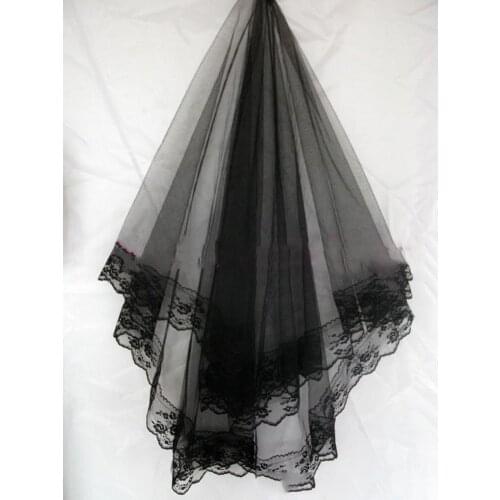 Charming Lace Wedding Bridal Veils Without Comb One layer Veil Wedding Accessory Spring Cheap Free Shipping In Stock Black Color