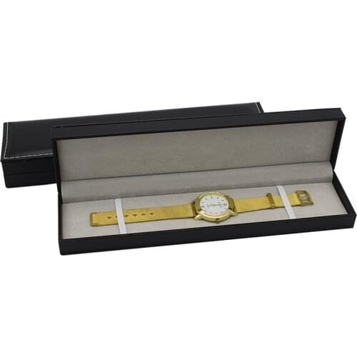 Wholesale Long black Pu leather watch boxes Jewellery case 29x7.5x4cm watch boxes and packaging china packaging factory seller