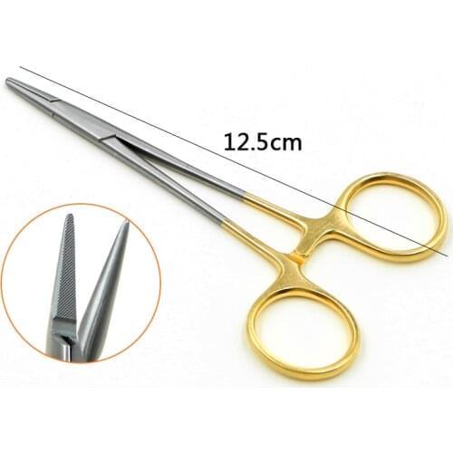 Dental Gold Plated Handle Needle Holder Pliers High Quality Stainless Steel Orthodontic Forceps Surgical Instrument Dentist Tool