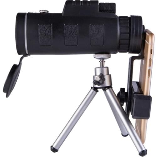 40X60 Professional Monocular Telescope Powerful HD Clear Weak Night Vision Pocket Telescope With Smartphone Holder for Camping