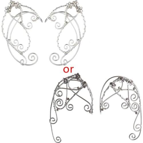 U90E Elf Ear Cuffs Clip-on Earrings Filigree Fairy Wrap Earring Elven Cosplay Costume