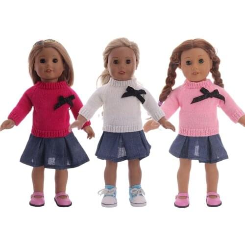 Bowknots Sweater Outfit Clothes for 18" 43cm American Girl BJD Reborn Baby Doll Accessories Pajamas Tops Trousers Dress Suit