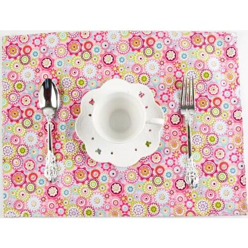 Flower print cotton fabric placemat heat insulation mat dining table mat kids table Napkin fabric country placemats