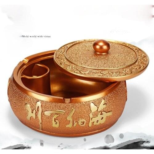 Creative Personality Trend Household Ashtray Living Room Anti-ash Fly with Lid Windproof Office Chinese Retro Ashtray Gifts