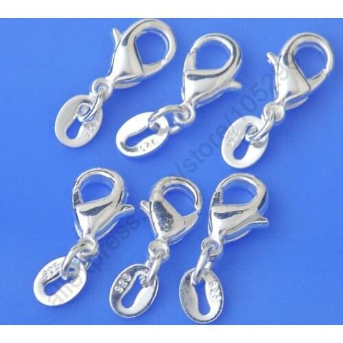 Jewelry Findings 50PCS Genuine Real Pure 925 Sterling Silver Lobster Clasp Jump Rings Fittings Connector Components Bulk