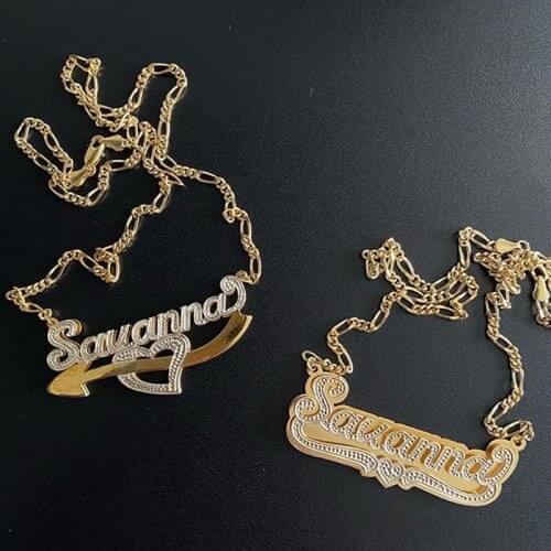 3UMeter 2020 New Gothic Name Necklace For Women Custom Nameplate Necklace Personality Figaro Chain Necklace Dropshipping