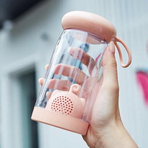 1pcs Portable Child Lovely Girl Plastic Cup Can Be Used To Make Tea, Milk Tea Juice and Other Leakproof Durable Tea Separation
