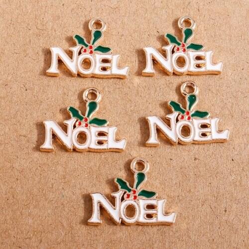 10pcs 19*15mm Enamel Christmas Music NOEL Charms for Making Earrings Necklace Keychain DIY Crafts Jewelry Findings Accessories