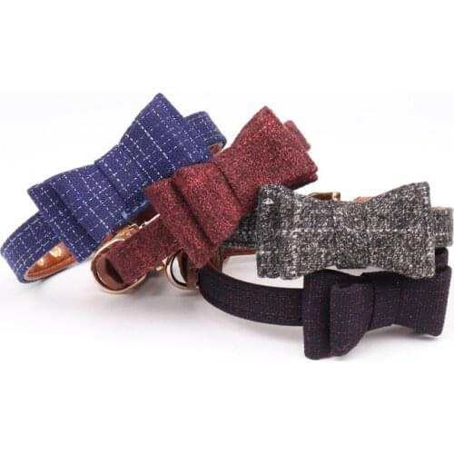 2017 British style dog collar bow Towel pet pupply product dog & cat collar towel leash set necklace