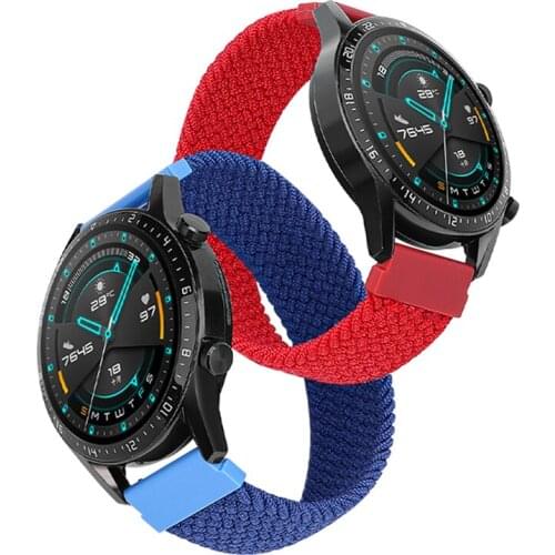 22mm Braided Solo Loop Band For Samsung Galaxy Watch 3 45mm Gear S3 Bracelet For Huawei Watch GT Amazfit Stratos 2 3/GTR 2 Strap