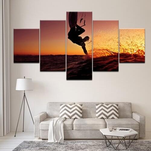 5 panel HD printed canvas painting art Extreme sport surf Modern home decor wall art pictures for living room decor artwork