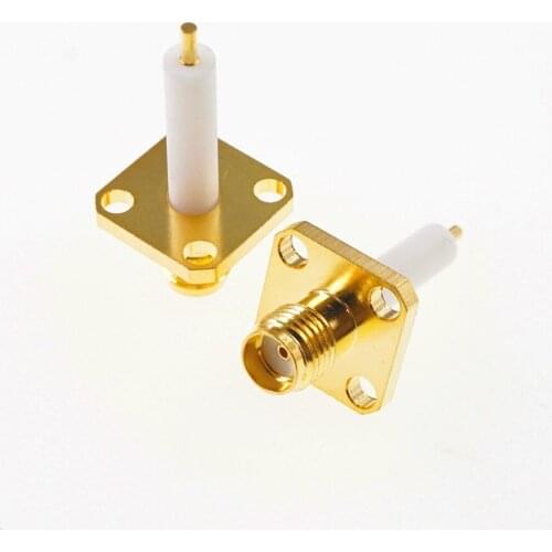 5 pcs SMA Connector Jack Female Socket 50 Ohm Panel Mount Solder Flange Threaded Extra Height Gold Plate Extended Insulation