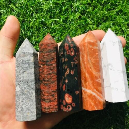 5pc Many natural blends of quartz obelisks with crystal rods point healing stones