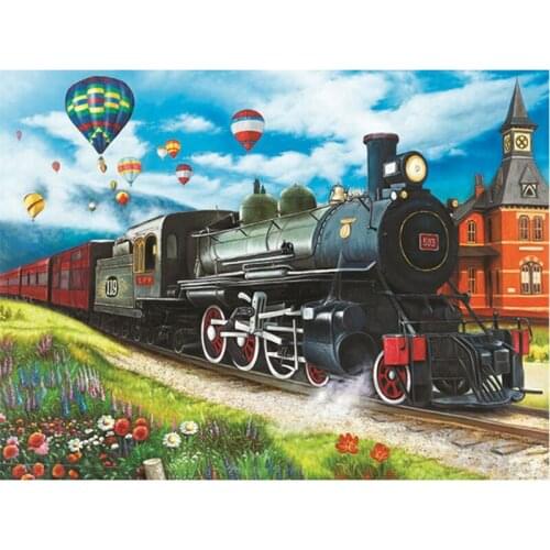 5D DIY Diamond Painting Hot air balloon train 3D Diamond Embroidery Sale Full Square Picture Of Rhinestones Decor Painting TY576