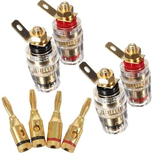8Pcs 4Mm Banana Plug Speaker Accessories:: 4Pcs Banana Plugs for Speaker Cable Connections / Gold Plated & 4Pcs Amplifier Speake