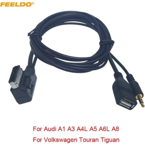 FEELDO Car Audio Music 3.5mm AUX Cable AMI/MDI/MMI Interface USB+Charger For Audi Volkswagen Wire Adapter #FD6209
