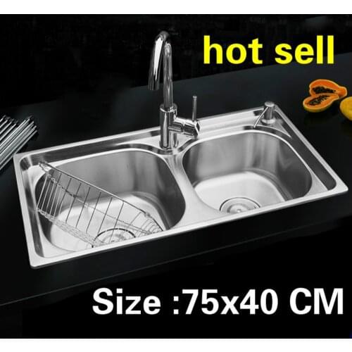 Free shipping Apartment vogue kitchen double groove sink do the dishes 304 stainless steel standard hot sell 75x40 CM