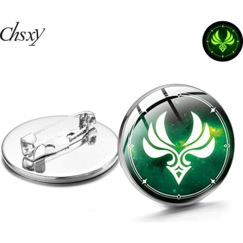 CHSXY Anime God Genshin Impact Eye Pin for Backpacks Water Wind Thunder Fire Rock Ice Element Brooch Glass Cabochon Jewelry Gift