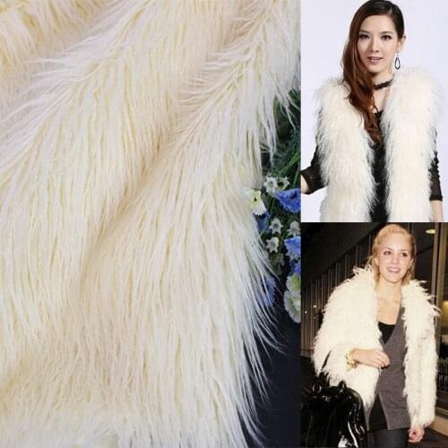 Good 8cm Long White Beach Wool Plush Faux Fur Fabric Sewing Material Diy Vests/Fur Collar/Shawls/Clothing Decoration150x50cm1pc