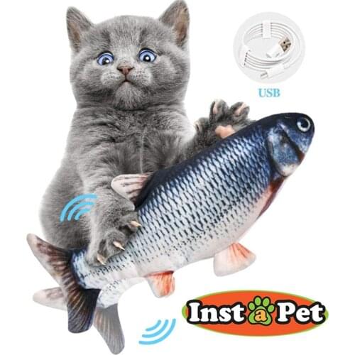Cat USB Charger Toy Fish Interactive Electric Floppy Fish Cat Toy Realistic Pet Cats Chew Bite Toys Pet Supplies Cats Dog Toy