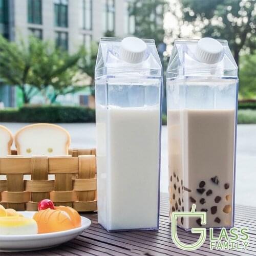 GF Milk Carton Water Bottle Transparent Drinking Cup Plastic Leakproof Jug Container Portable Drinkware Outdoor Climbing Tour