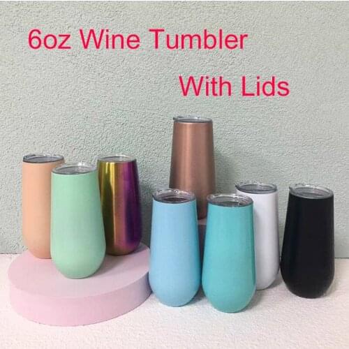 Classic Wine Tumbler 6oz Stainless Steel Tumblers Coffee Milk Mug Drinking Cup Vacuum Insulated Mugs Christmas Gift