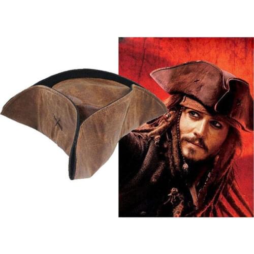 Brown Caribbean Pirate Captain Jack Sparrow Tricorn Hat Adult Unisex Cosplay Party cap