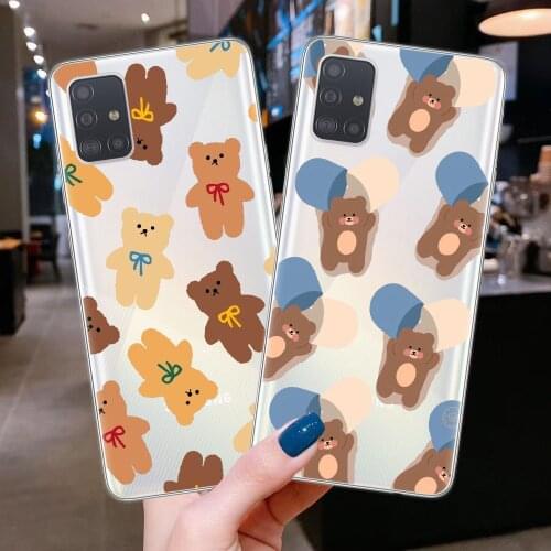 Cute Rabbit Bear Phone Case For Samsung A10 A20 A30 A40 A50 A70 A51 A71 A7 A9 A6 A8 Plus 2018 A21S S20 Plus Ultra Cartoon Cover