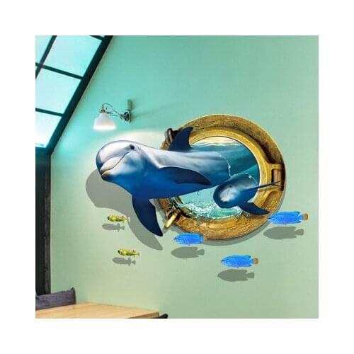 Cute Dolphin 3D Wall Stickers Poster Animal Living Room Decoration Baby Room Wall Decoration Posters And Prints Wallpaper