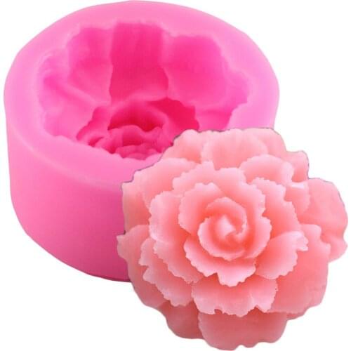 Mujiang 3D Peony Candle Polymer Clay Mold Soap Silicone Molds Carnations Fondant Cake Decorating Tools Chocolate Candy Moulds