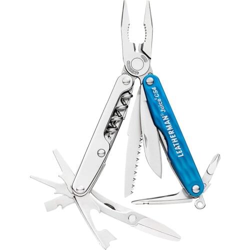 LEATHERMAN - Juice CS4 Multitool with Spring-Action Scissors and Aluminum Handles Blue/Gray